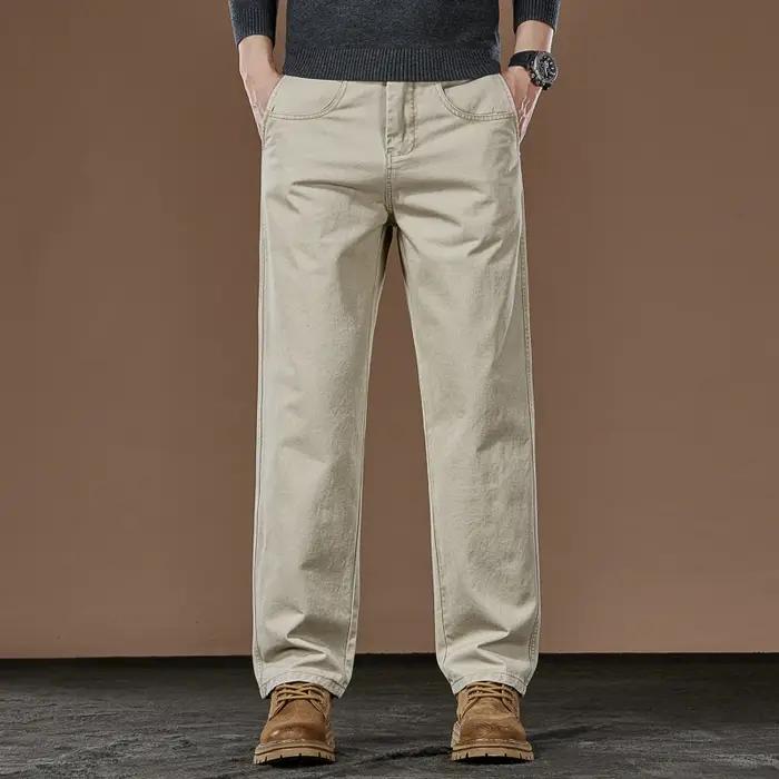 Pantalons droits décontractés en coton ample et confortables pour hommes occasions quotidiennes automne printemps
