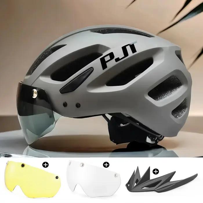 PJT nouveau casque de vélo LED avec lunettes de soleil et pare-soleil Rechargeable hommes
