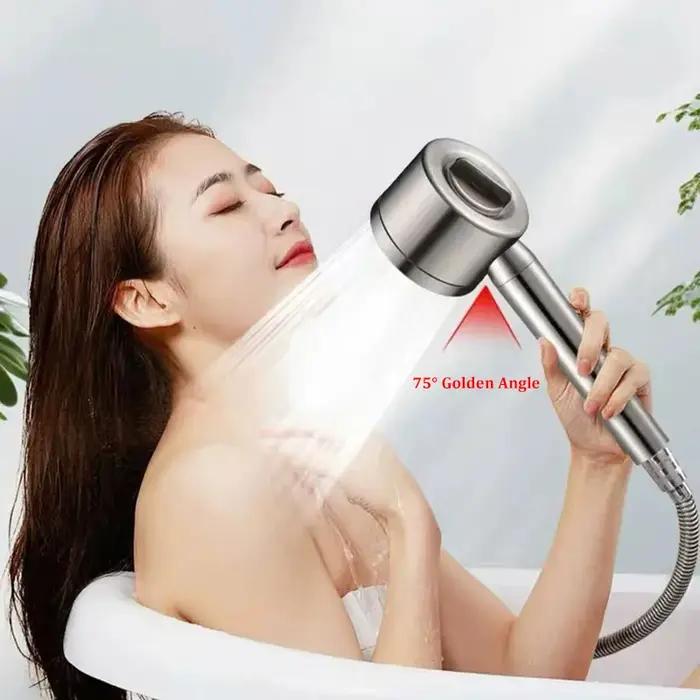 Pomme de Douche Main Filtre Booster Acier Inoxydable 304 Grand Volume Eau Universelle Salle de Bain Douchette