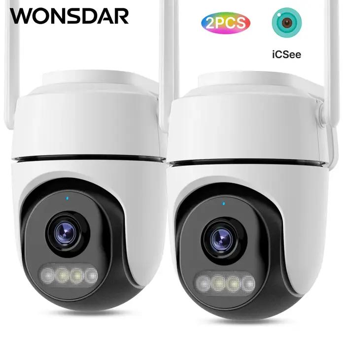 Caméra PTZ extérieure WONSDAR 2 pièces - Surveillance vidéo WiFi, détection de mouvement et alarme iCsee