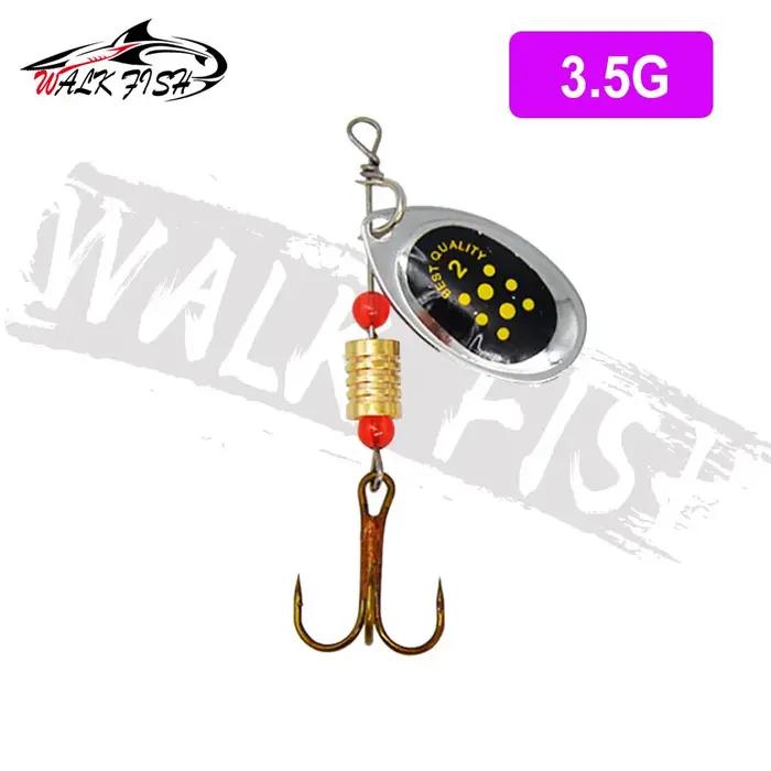 Leurre Walk Fish en métal rotatif avec triple hameçon pour pêcheurs passionnés recherchant des prises exceptionnelles en mer, lac, rivière ou plage