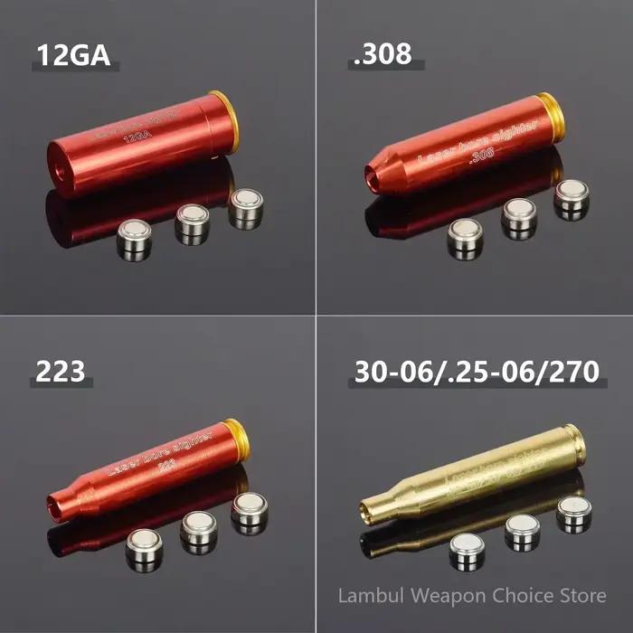 12GA 20GA.308.223 5.45x39 7.62x39 9x19mm.338 jauge Laser rouge alésage Sighter formation balle Boresighter calibre de cartouche CAL