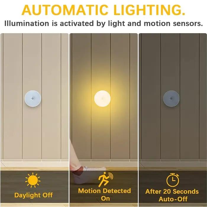 Capteur de mouvement lumière veilleuse USB Rechargeable lampe de nuit pour armoires de cuisine armoi