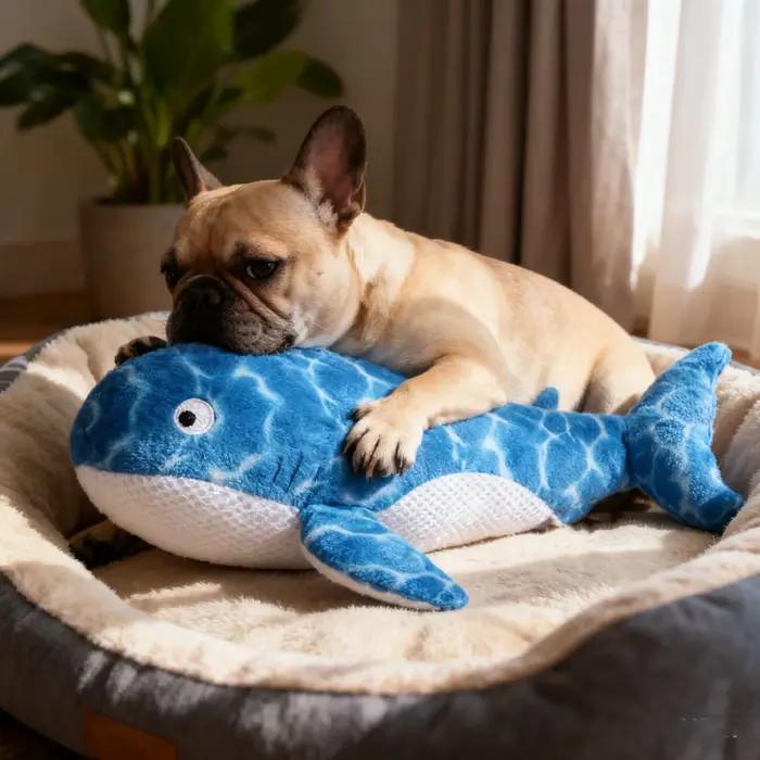 Jouet interactif pour chien en peluche requin baleine couineur