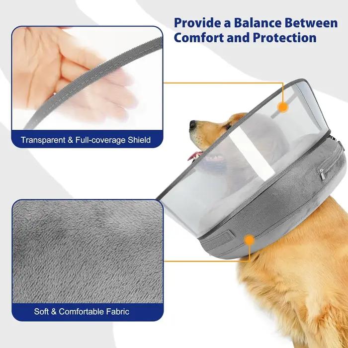 Collier de cône gonflable pour chien avec bouclier anti-léchage transparent