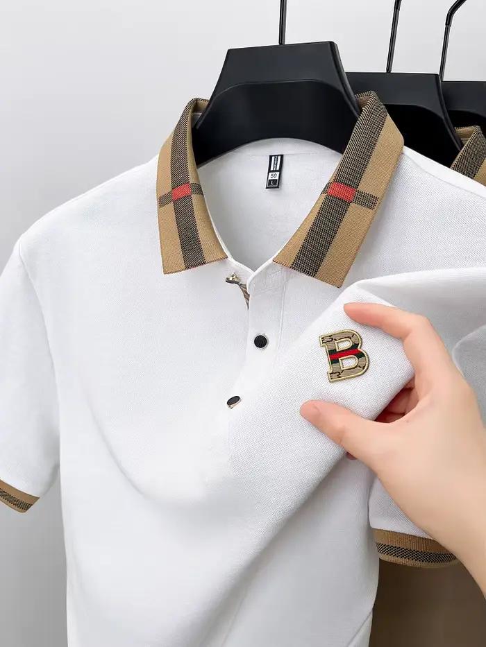Polo logo luxueux homme en coton polyester décontracté avec motifs lettres pour été et occasions quotidiennes