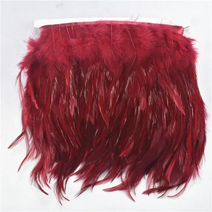 Plumes de faisan colorées pour vêtements, garniture de ruban, décor de frange, plume de coq, artisanat, ruban, bricolage, accessoires de couture, 2m