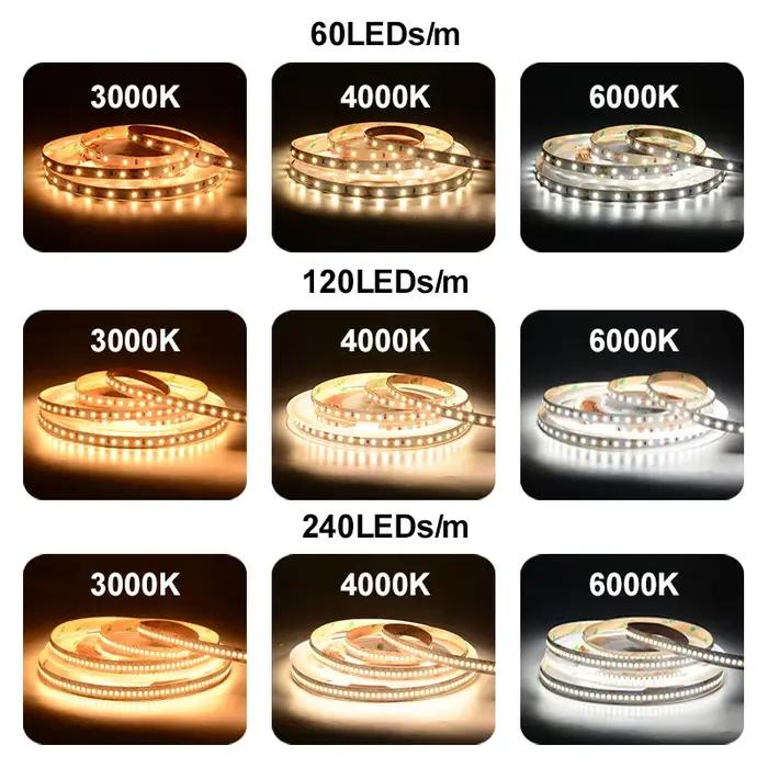 Bande lumineuse LED 2835 haut de gamme, 5m, 60/120/240 LED/m, 16,4 pieds, ruban Flexible, RA90 SMD28