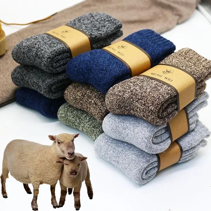 3/5 paires chaussettes homme laine mérinos hiver épaisse - Chasse, neige, rétro Harajuku, qualité cashmere