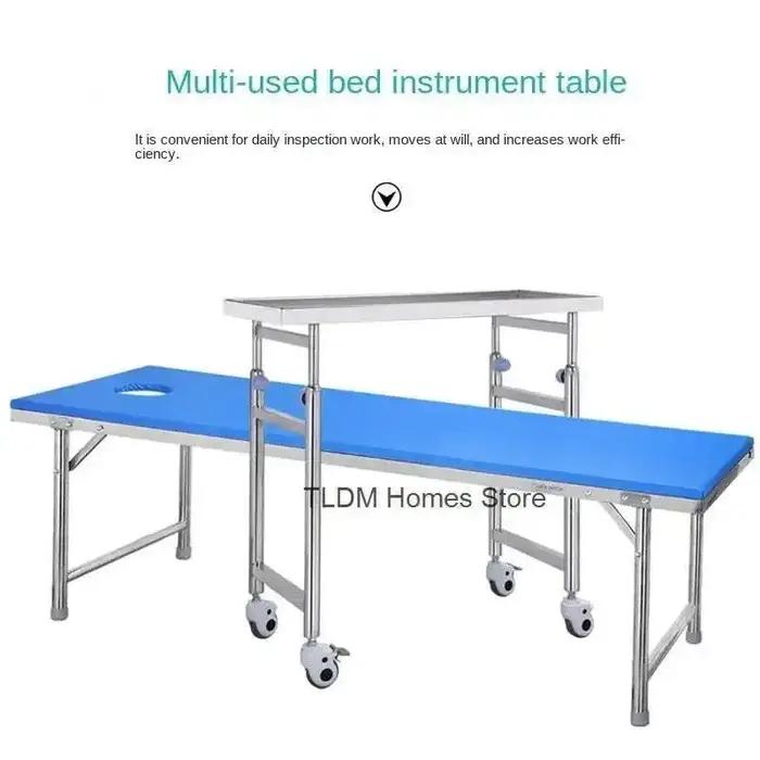 Chariot auxiliaire épais en acier inoxydable 304 avec roues, support de plateau médical multifonctio