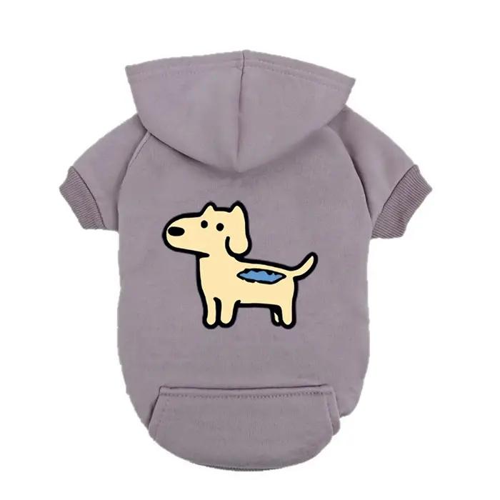 Sweat à capuche marron pour chien – Design de dessin animé pour chiot fantaisiste – Vêtements pour animaux de compagnie en polaire douce pour petites races – Confortable et élégant