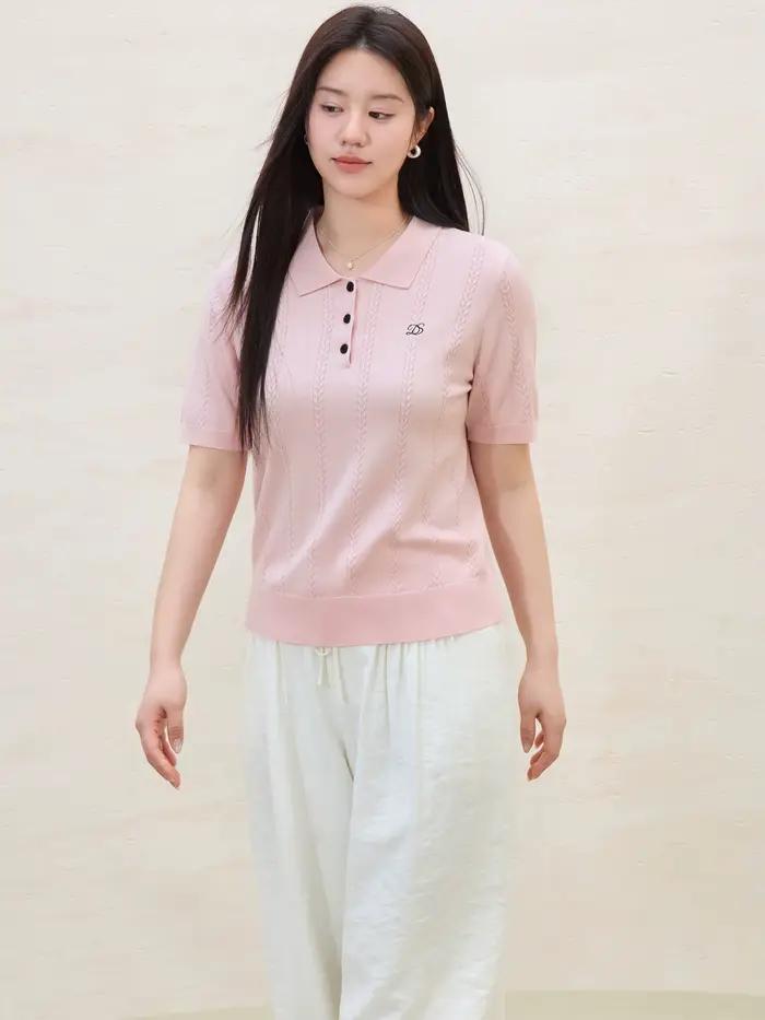 DUSHU grande taille col Polo Lyocell haut en tricot été minceur coupe bureau travail Transition frai