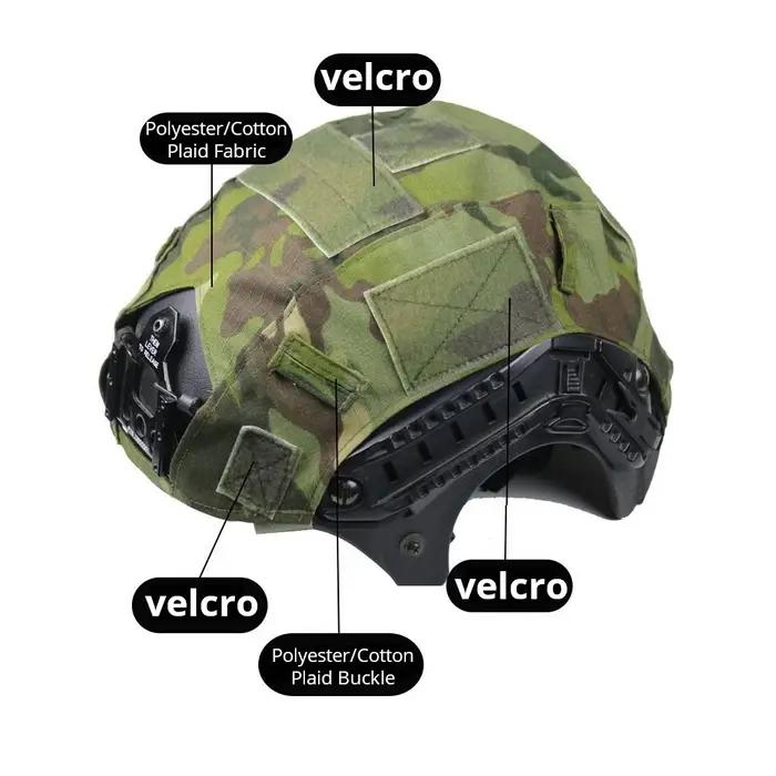 Housse casque rapide polyester-coton - Couverture camouflage DNC MCAP multiple options pour équipement tactique