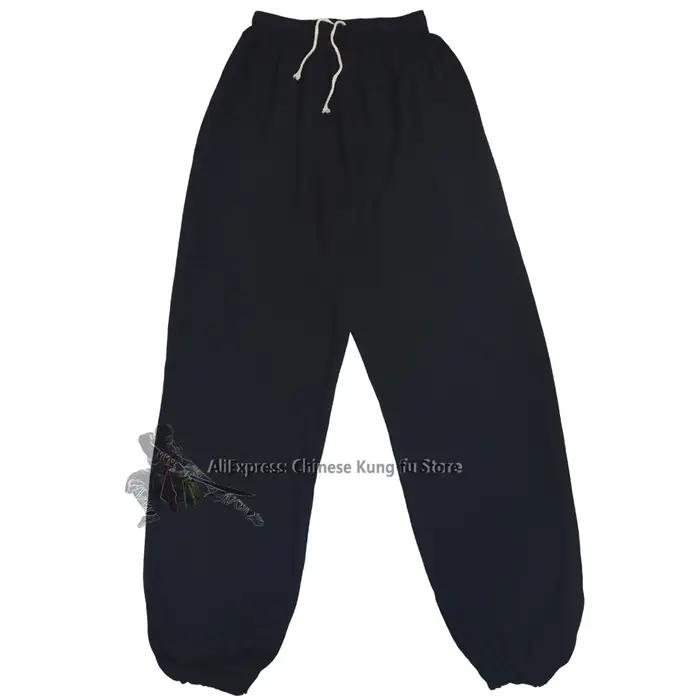 Pantalons en coton pour enfants et adultes, Kung fu Tai chi, arts martiaux, Wing Chun, noir et blanc