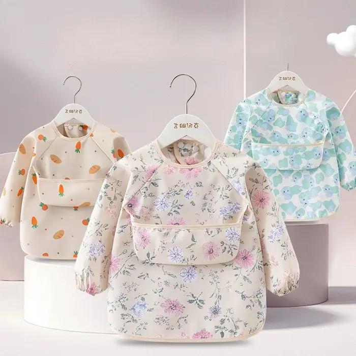 Bavoir d'alimentation pour enfants, 1 pièce, tablier imperméable à manches longues, poche de riz, ch