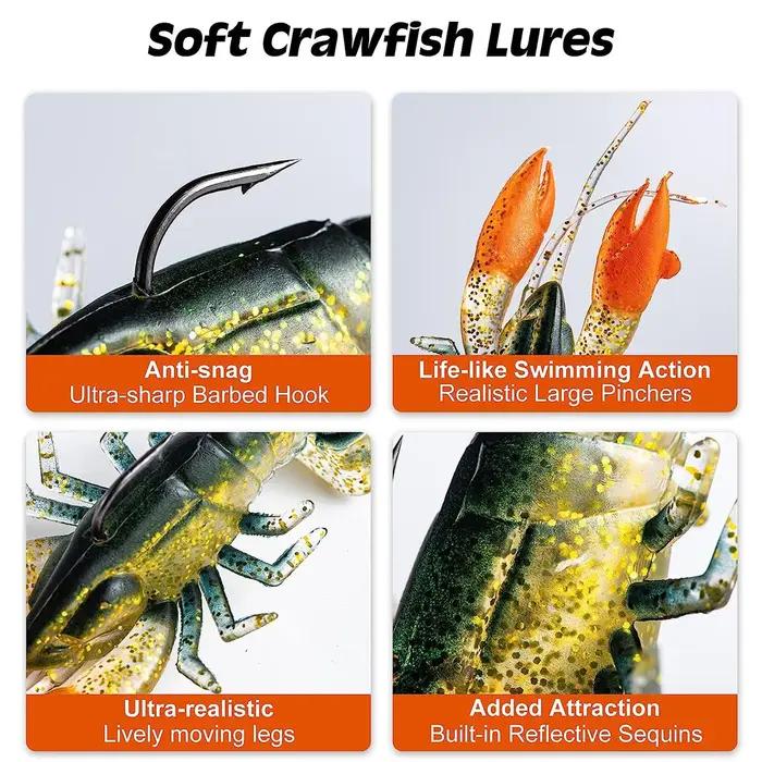 1/2/3 pièces 8 cm/14g attraper plus de poissons avec des leurres de pêche aux écrevisses-appât souple