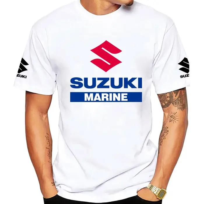 T-shirt à col rond en pur coton pour hommes Suzuki Outboards