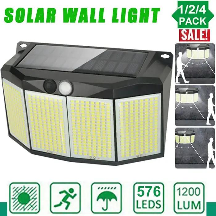 Applique Murale Solaire 62 Étanche avec 3 Modes de Fonctionnement