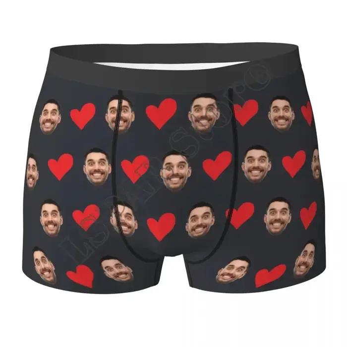 Sous-vêtements personnalisés avec photo de visage - Boxer personnalisé en forme de cœur - Slip homme