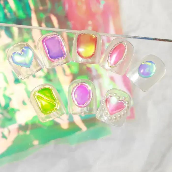 11 feuilles d'autocollants en verre de glace Aurora pour Nail Art