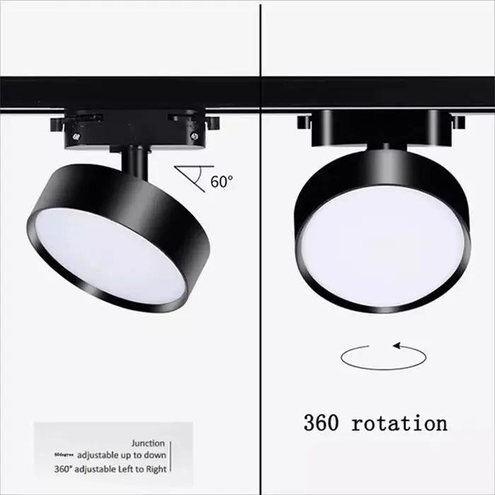 Éclairage sur Rail LED Rond Réglable à 360 °, Système d'Éclairage Domestique à Intensité Réglable, 1