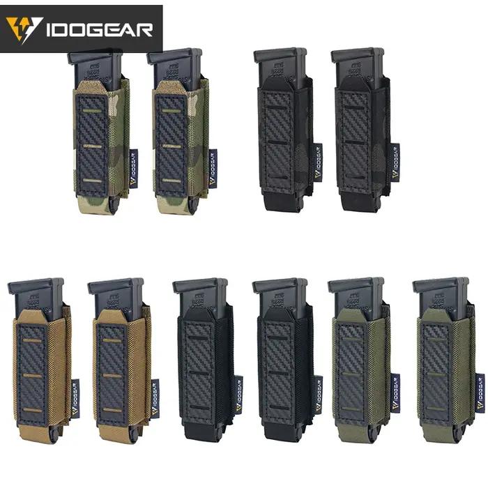 Étui chargeur tactique IDOGEAR fibre carbone 9mm anti-dérapant léger 2 pièces compatible MOLLE