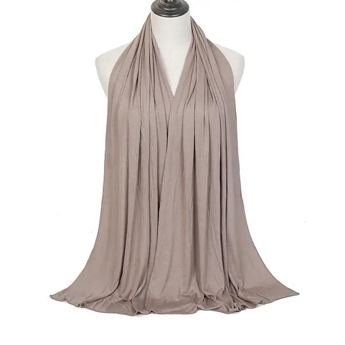Écharpe Hijab en Jersey de coton Modal de qualité supérieure, châle musulman Long, Turban doux uni,