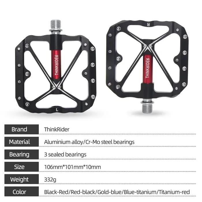 ThinkRider – pédales de vélo à 3 roulements scellés, pédales de vélo plates, vtt, route, vtt, access