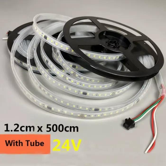 Bande lumineuse LED à flux, 16.5 pieds, 5M, 24V, étanche, DC24 SMD2835, pour bande linéaire Flexible