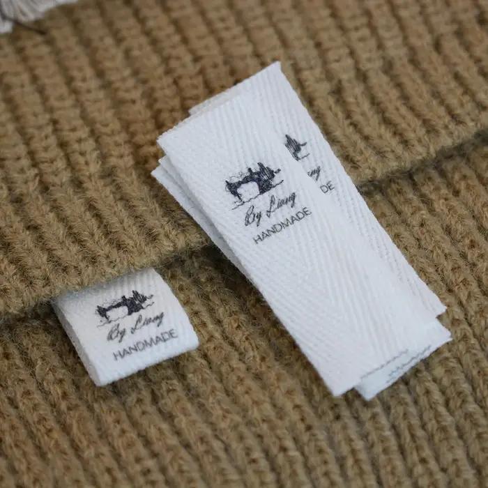 Étiquette de vêtements en sergé personnalisée 15x50 mm, étiquettes en coton biologique de marque per