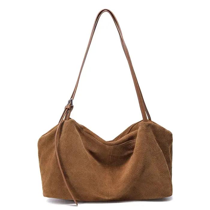 Sacs à main en cuir véritable Nuede naturel pour femmes