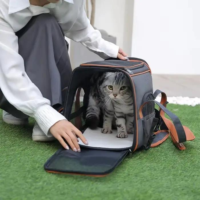 Sac de transport pour chat design anti-effondrement multiple poches de rangement sac de voyage pour chat chiot lapin et autres animaux occasions spéciales