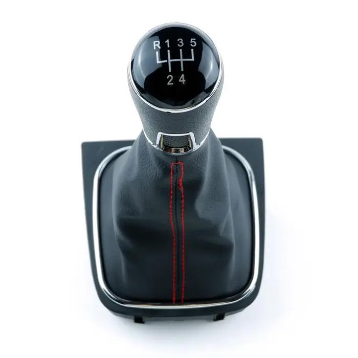 Pommeau de levier de vitesse 5/6 vitesses et Gaitor de démarrage, ensemble en cuir noir pour VW Golf