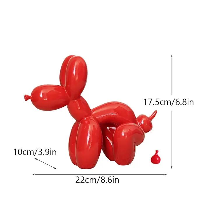 Vilead-Statue Pop Art en résine avec ballon drôle, sculptures de chien caca, ornement blanc et rouge