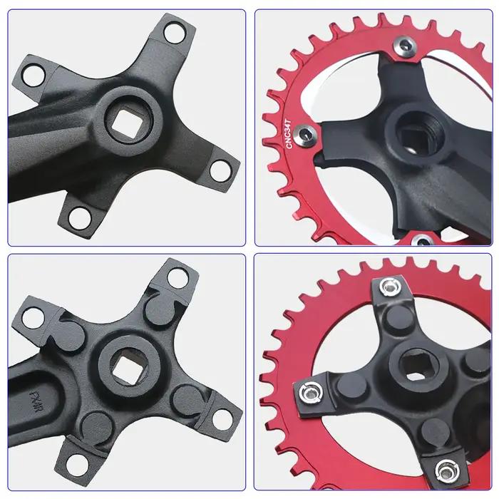Pignon de vélo à trou carré 104BCD, bras de manivelle 152mm/165mm/170mm 32/34/36/38/40/42T, roue à c
