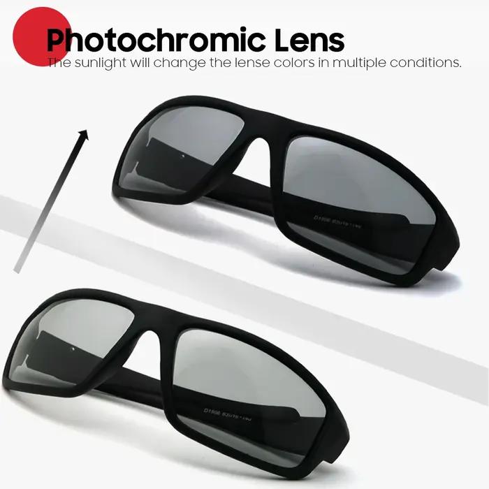 Lunettes de soleil photochromiques pour hommes, lunettes de sport noires mates pour le cyclisme, lun