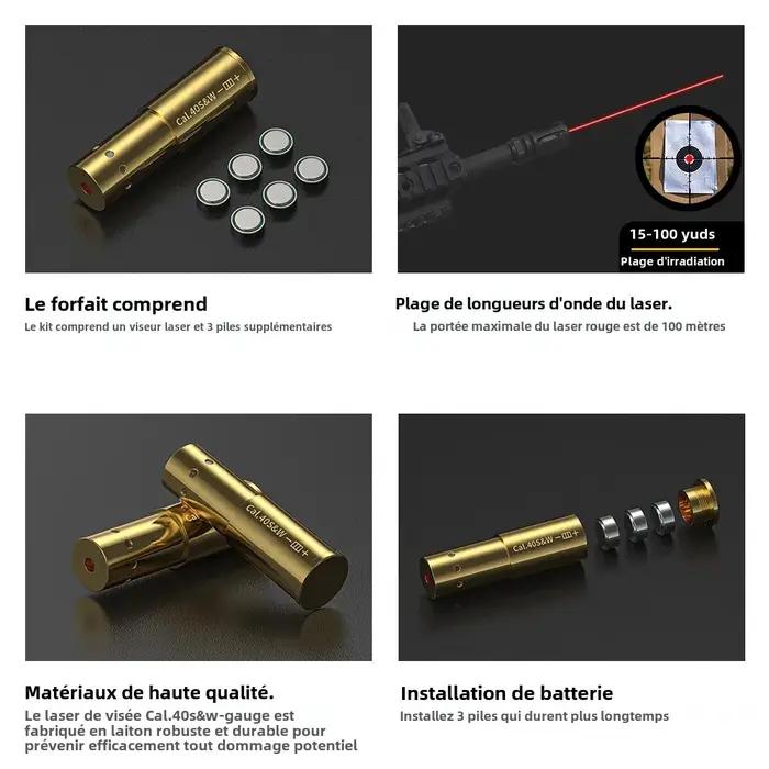 Cartouche laser CAL 44MAG rouge bore sighter - Alignement viseur pistolet fusil chasse