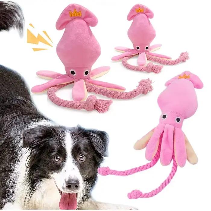Jouet Poulpe Couineur Squeaky Pour Chats Jouet à Mâcher en Corde de Coton Anti-Ennui Pour Animaux de Compagnie Occasions Spéciales
