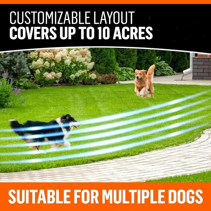 Clôture Électrique Filaire pour Chien Système de Confinement de Limite pour Animaux de Compagnie Collier Étanche et Rechargeable pour 1 2 3 Chiens Occasions Spéciales Sécurité Animale