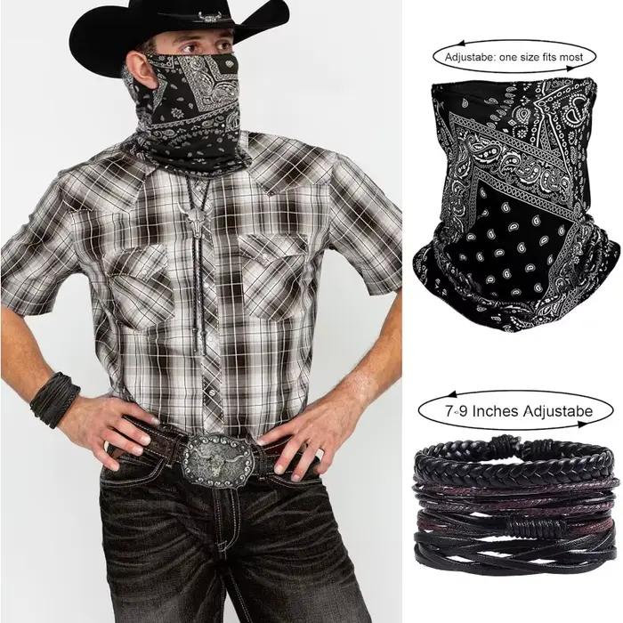 Costume de Cowboy pour hommes et femmes, chapeau de Cowboy occidental, Bolo, cravate, boucle, ceinture, ensemble d'accessoires pour Halloween, fête Cosplay Disfraz