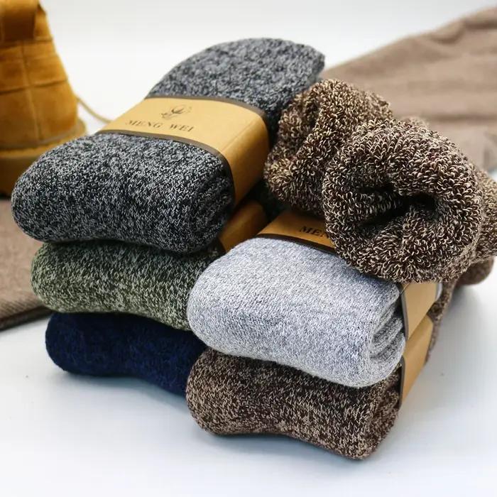 3/5 paires chaussettes homme laine mérinos hiver épaisse - Chasse, neige, rétro Harajuku, qualité cashmere