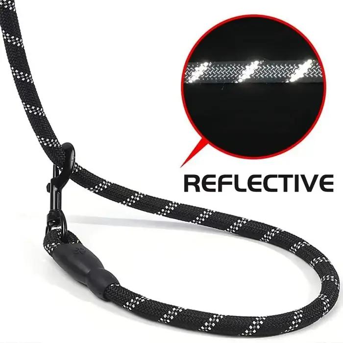 Laisse réfléchissante pour chien de 2 m avec poignée rembourrée confortable - Corde de traction double très résistante pour chiens forts