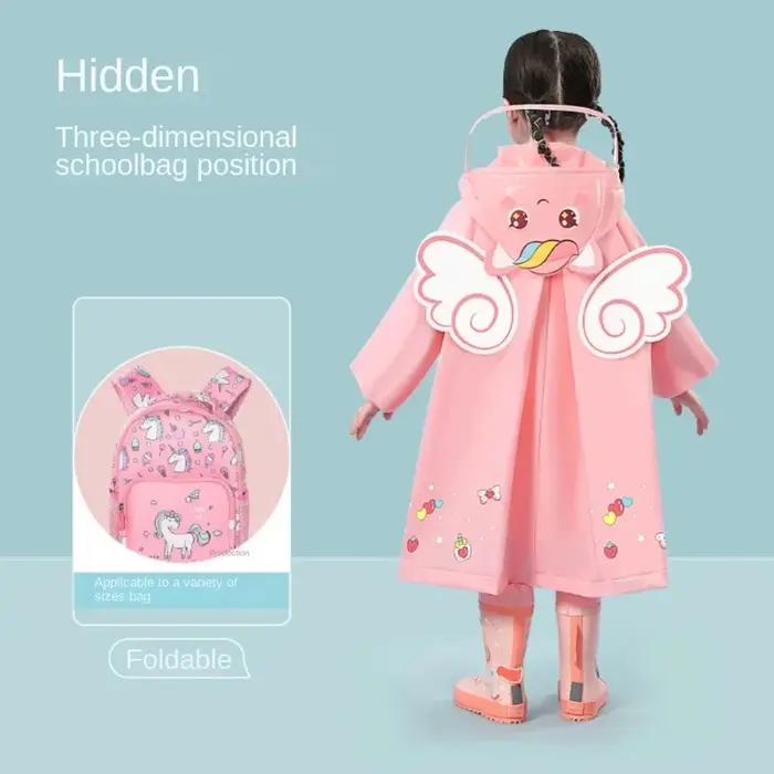 Manteau imperméable pour enfants, 1 pièce, pour filles et garçons, adapté à la maternelle, à l'école maternelle, préscolaire et primaire, avec espace de sac à dos