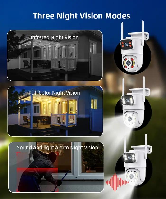 Caméra surveillance 4K 8MP Hiseeu double objectif zoom 4x détection IA - Sécurité extérieure ONVIF