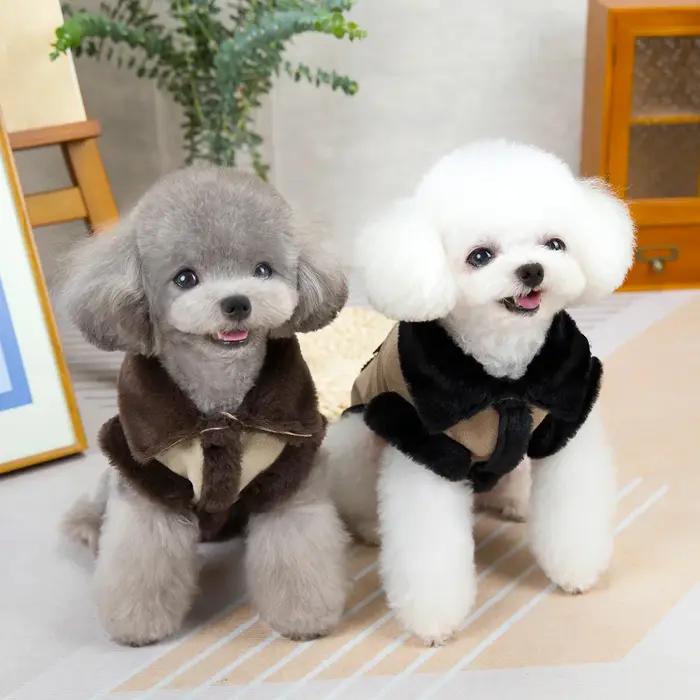 Veste en polyester à col en fourrure pour chien, vêtement hiver, coupe-vent, style sport, chien de compagnie, occasions spéciales, promenade, neige