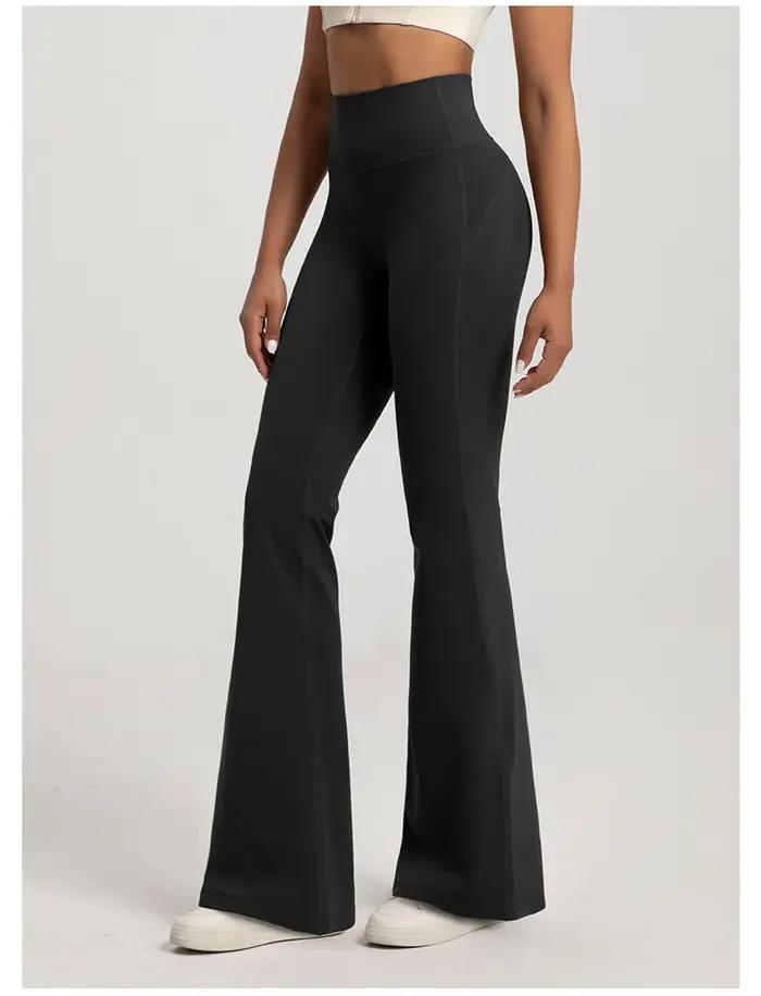 Nu taille haute cintrée hanche levage Fitness exercice élastique cloche bas pantalon femmes décontracté en plein air