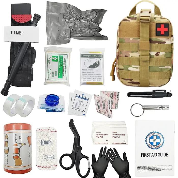 Équipement de survie en plein air, sac Molle, trousse de premiers soins d'urgence IFAK, garrot, bandage israélien