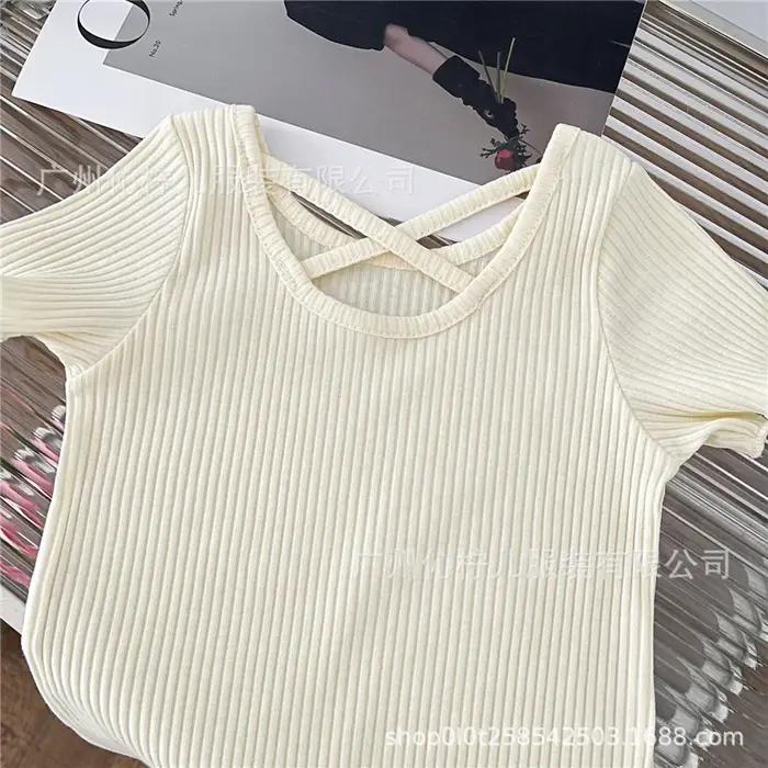 Filles T-Shirt été enfants à manches courtes mince doux hauts Simple couleur unie décontracté enfant