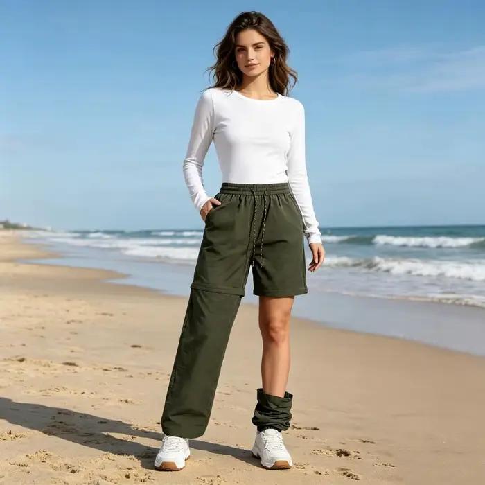 Pantalon cargo imperméable pour femme, zippé et détachable, pour la randonnée, le camping, la pêche et les voyages, séchage rapide et respirant