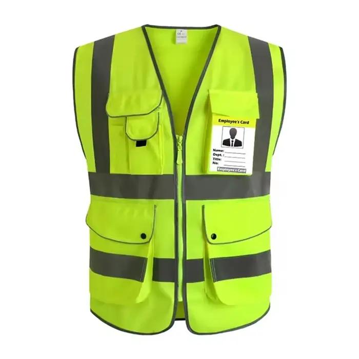 Gilet de travail rose pour hommes et femmes, gilet de sécurité haute visibilité avec poches et fermeture éclair, vêtements de travail de Construction, uniformes